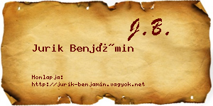 Jurik Benjámin névjegykártya